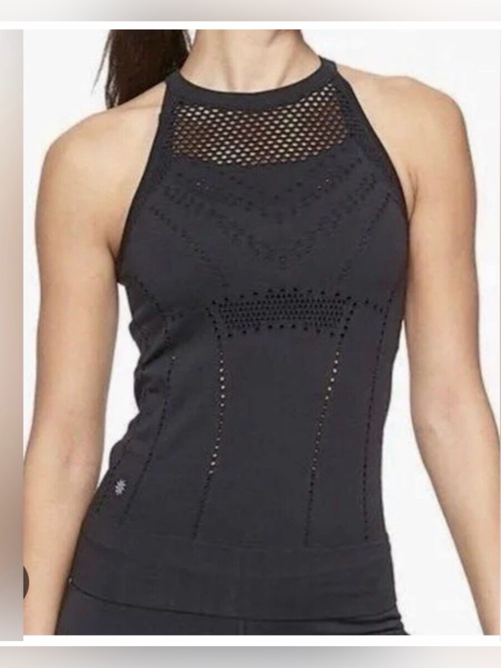 Athleta High Neck black Racerback Tank. Mesh